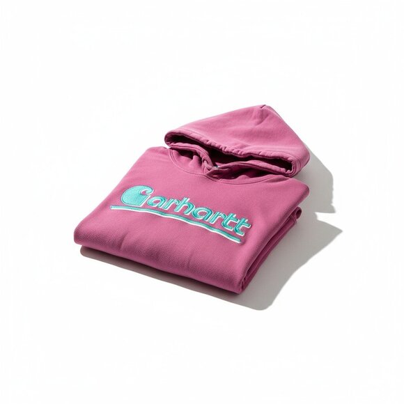 Carhartt Tops - Carhartt Women’s Loose Fit Hoodie – Size Large (Magenta Pink & Aqua Logo)